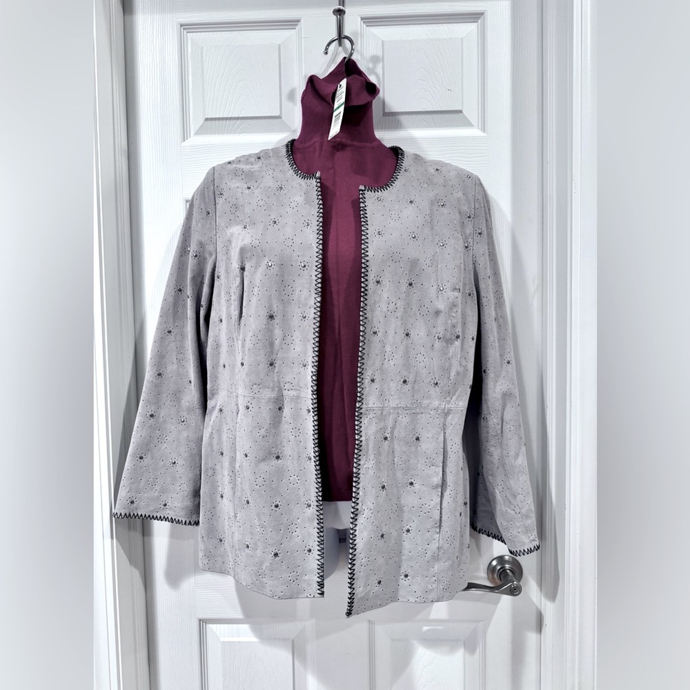NWOT Pamela Mccoy Studded Leather Jacket, Size 1x